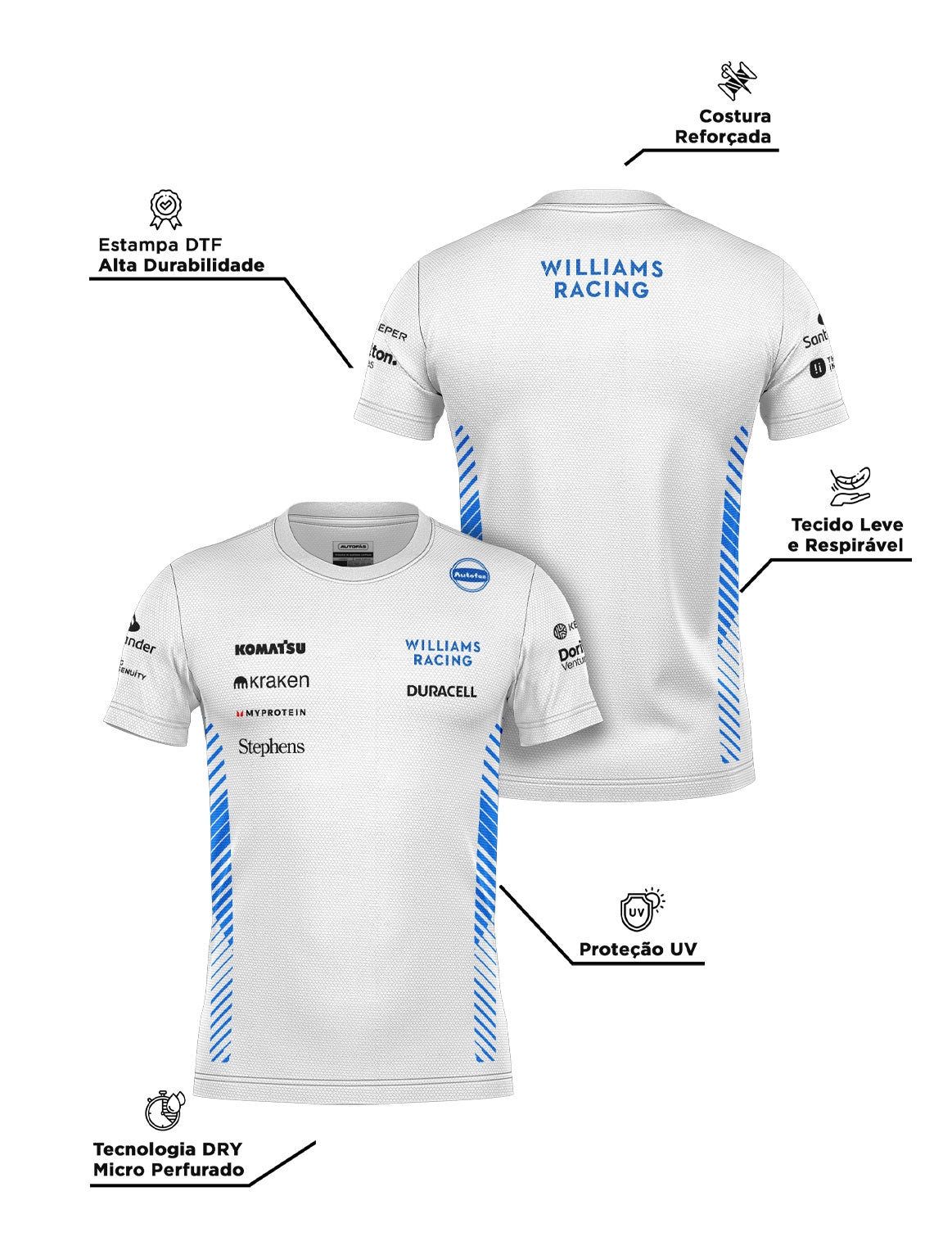 Camiseta Dryfit Williams Equipe Branco 2025