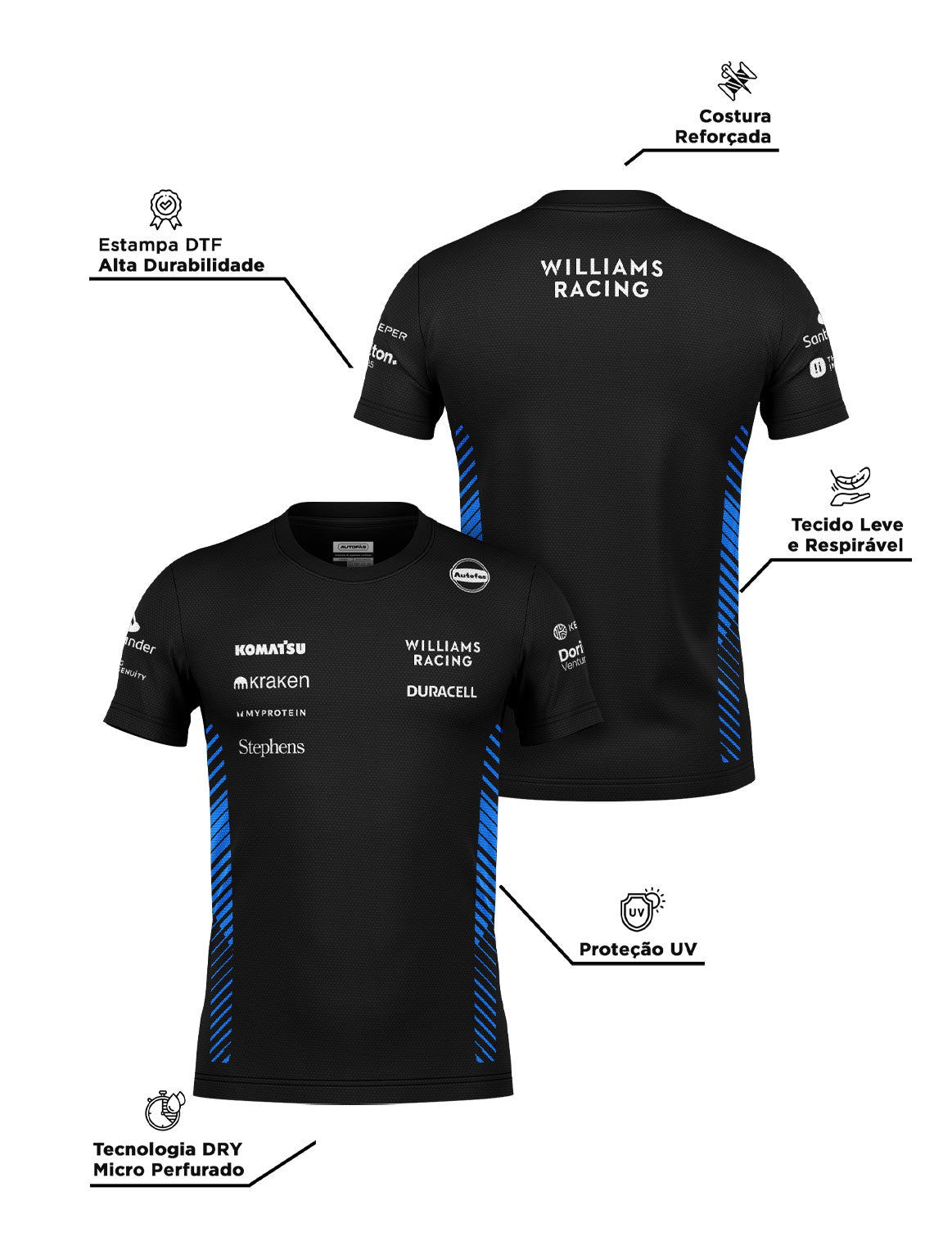 Camiseta Dryfit Williams Equipe Preto 2025