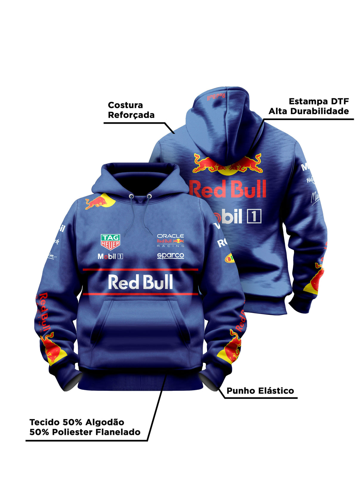 Moletom Canguru Red Bull 2025 Azul Marinho