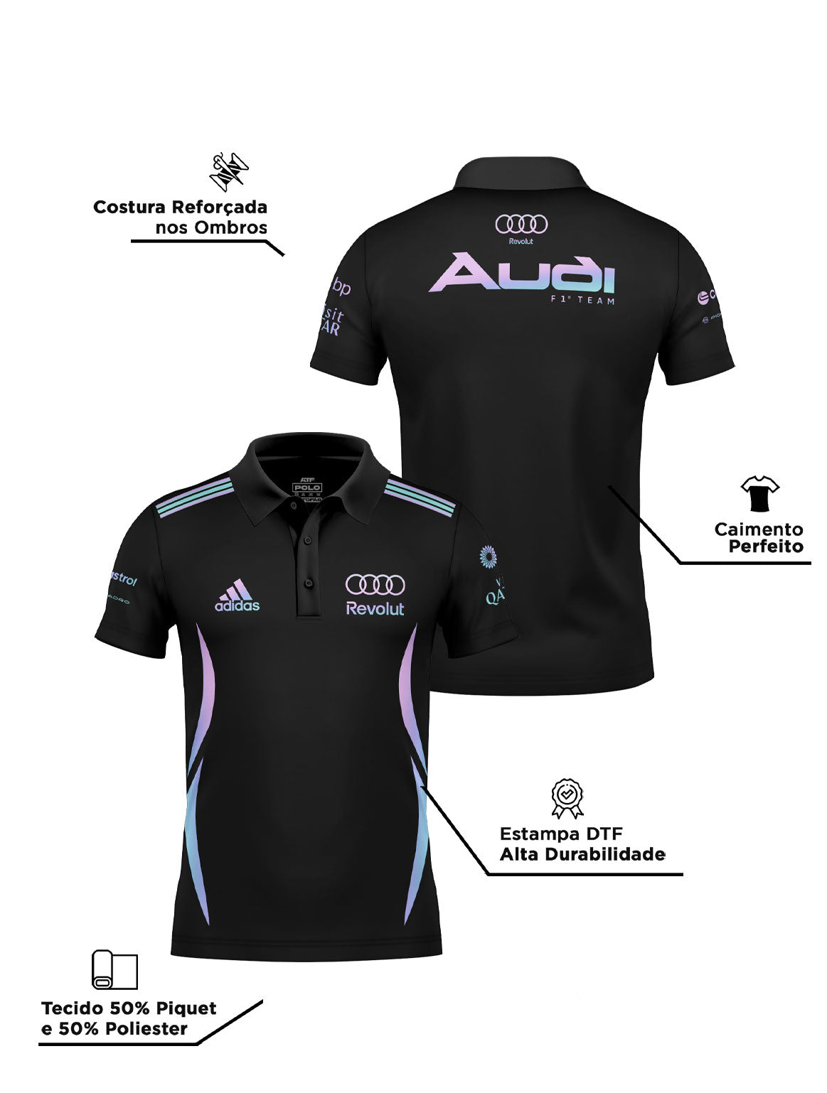 Camisa Polo Audi Equipe 2026 Edição Miami Preta