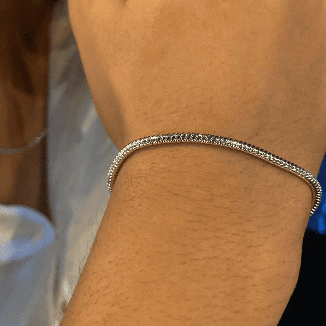 925 Silver Denmark Cobra Bracelet with 3mm Zircon