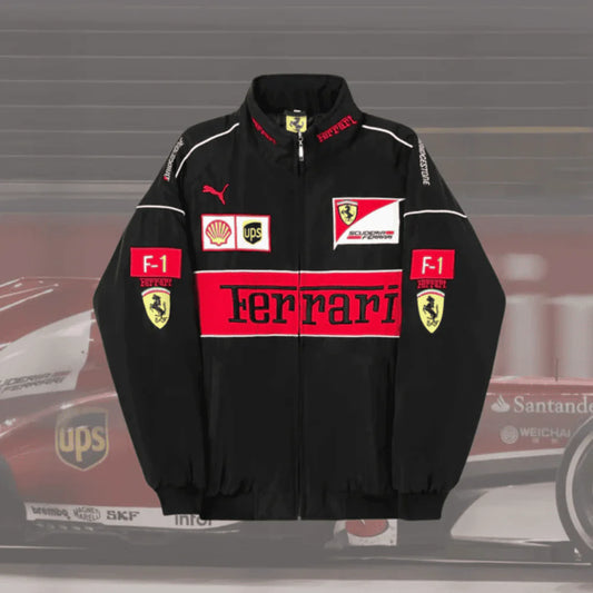 FERRARI F1 Vintage Jacke VOLL SCHWARZ