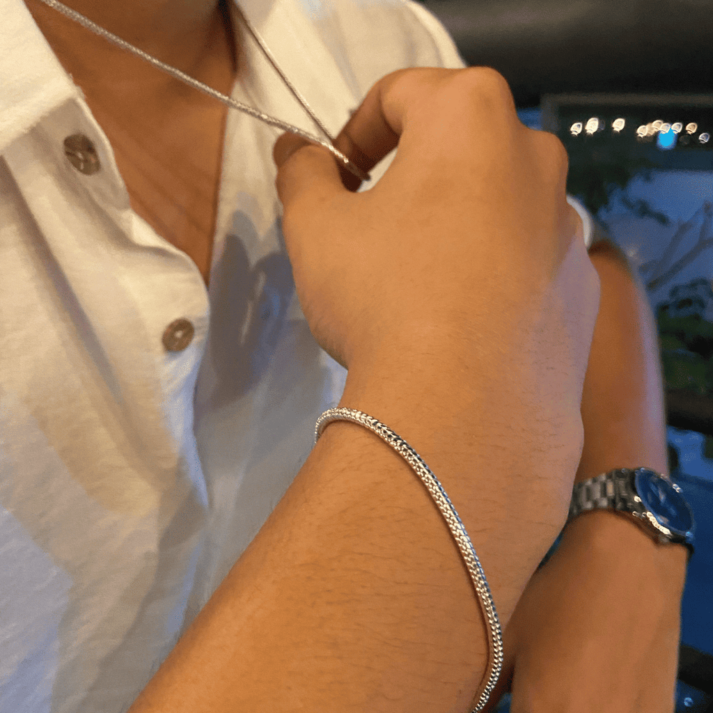 925 Silver Denmark Cobra Bracelet with 3mm Zircon