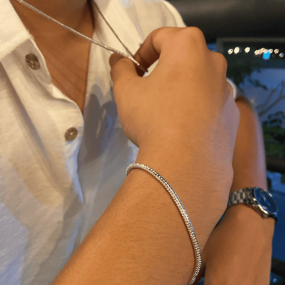 925 Silver Denmark Cobra Bracelet with 3mm Zircon