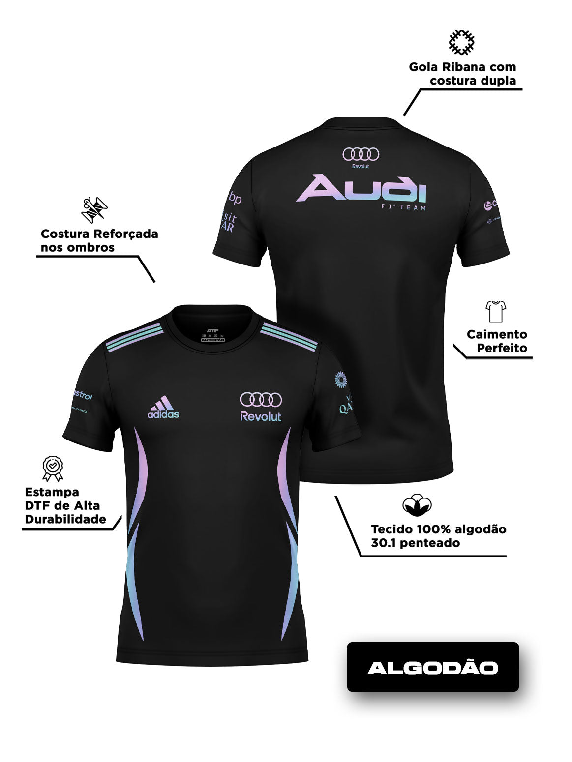 Camiseta Algodão Audi F1 Team Edição Miami 2026