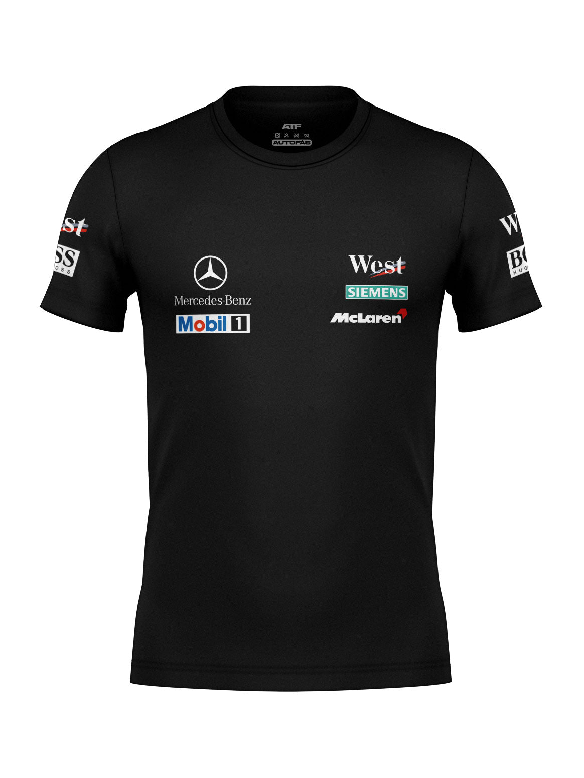 Camiseta Algodão Mclaren West Mercedes Retrô Preta