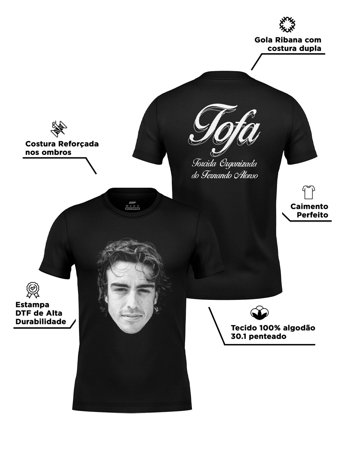 Camiseta Tofa Torcida Organizada do Fernando Alonso 100% Algodão