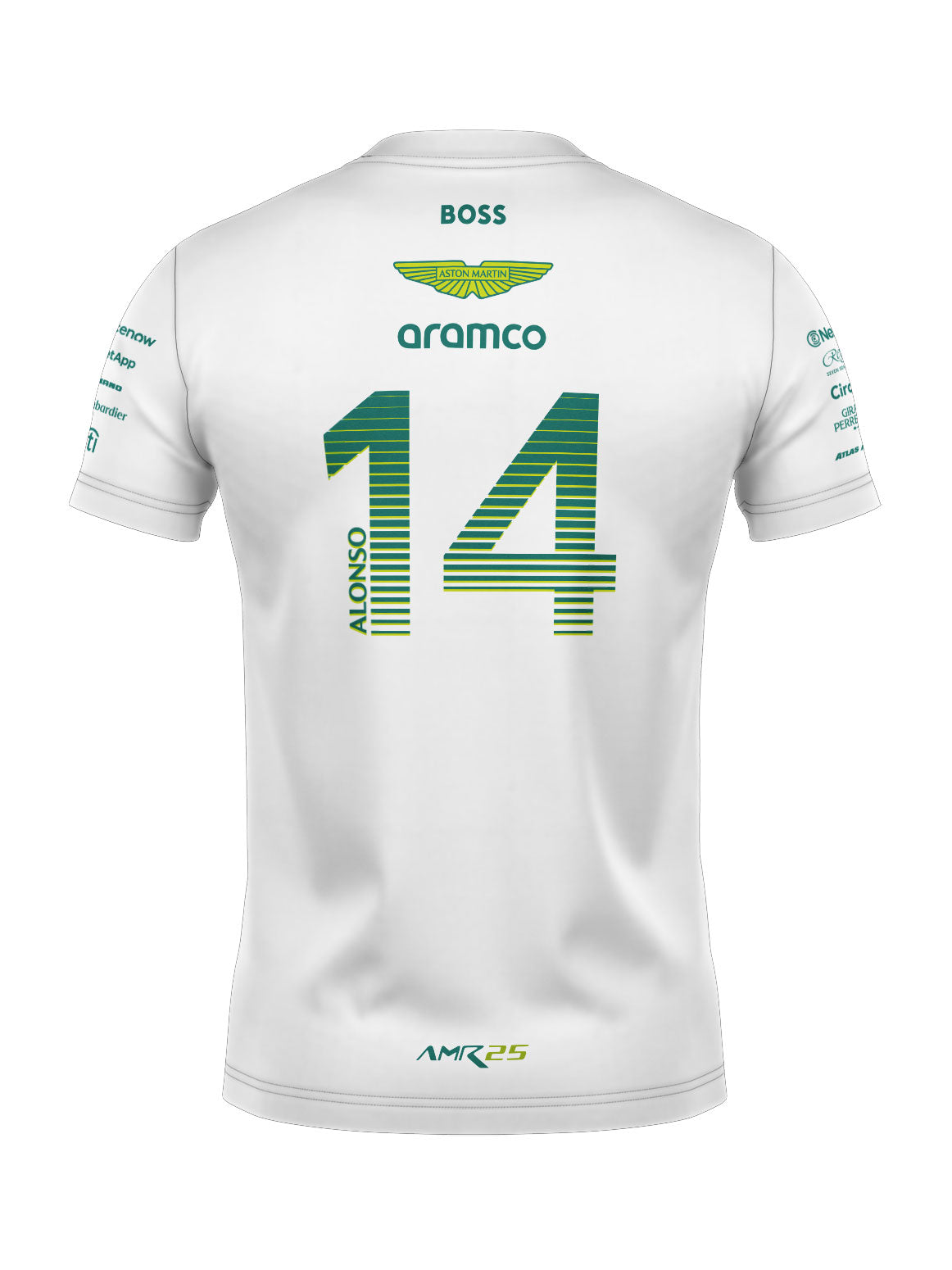 Camiseta Algodão Aston Martin Fernando Alonso Branco 2025