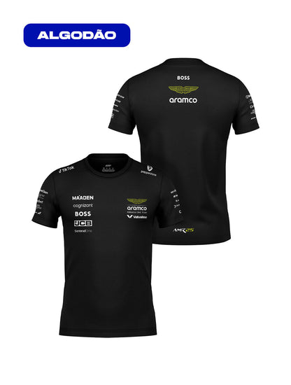 Camiseta Algodão Aston Martin Equipe Preto 2025