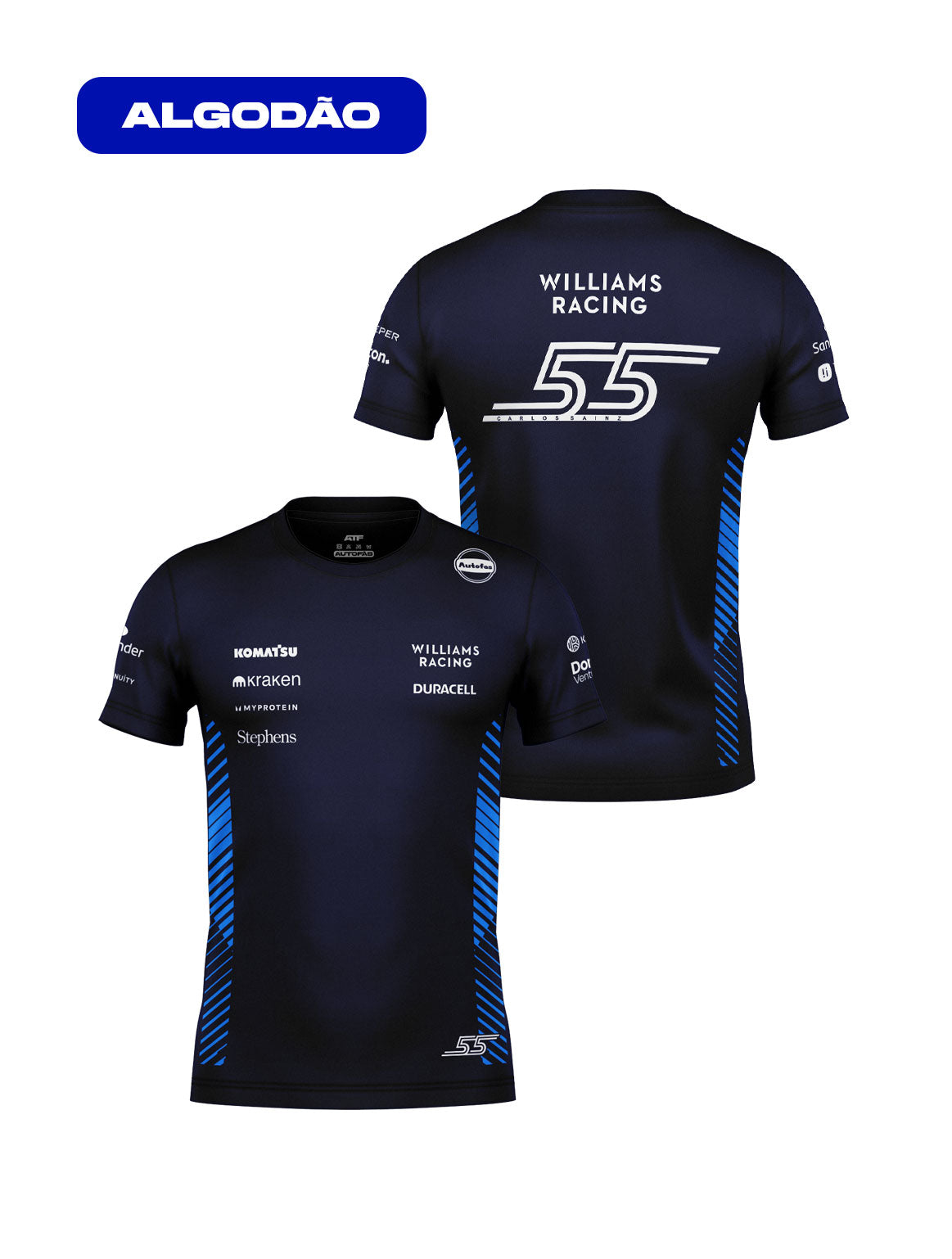 Camiseta Algodão Williams Carlos Sainz Azul Marinho 2025