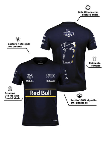 Camiseta Algodão Red Bull Verstappen Las Vegas 2025