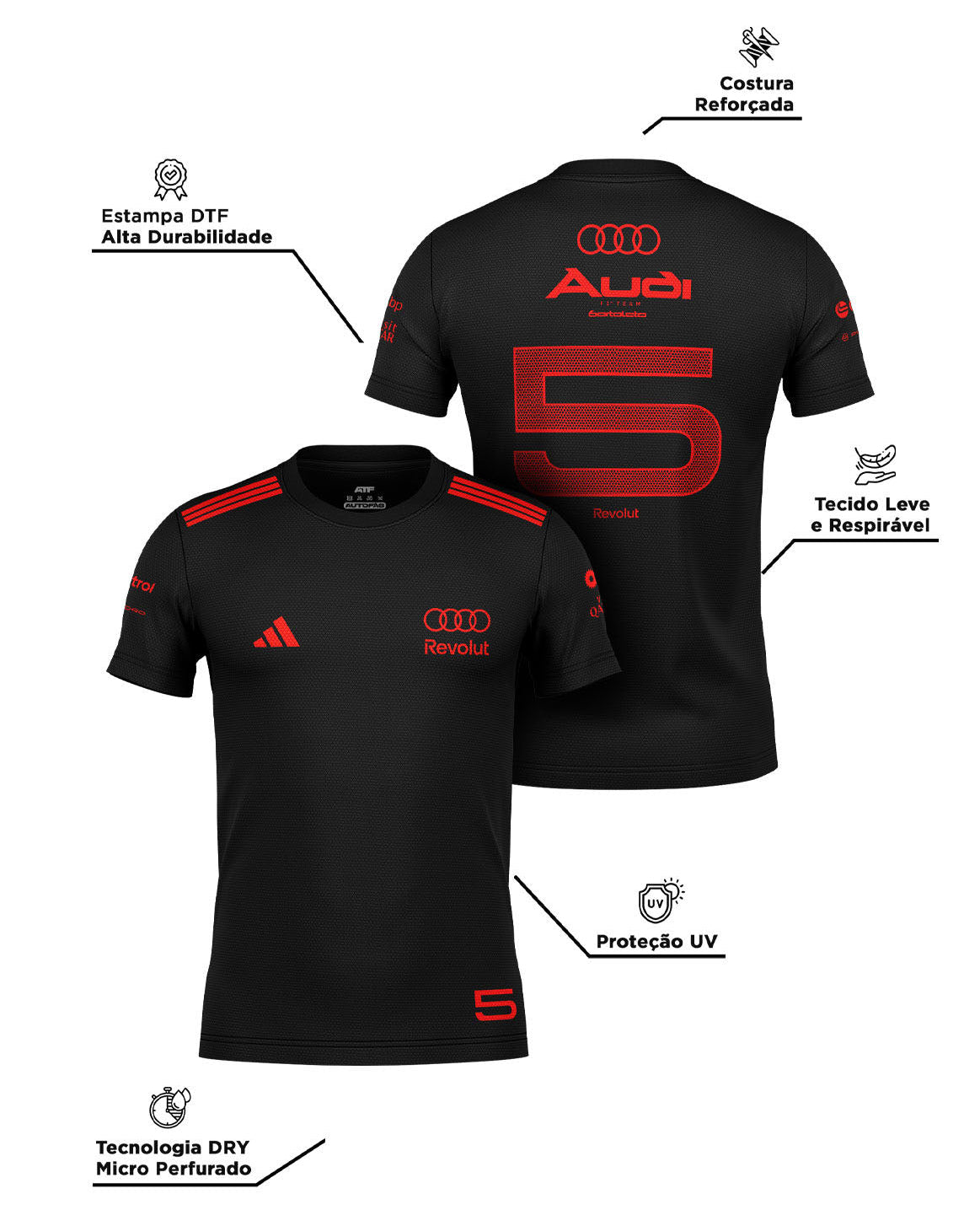 Camiseta Dryfit Bortoleto Audi Edição Red & Black