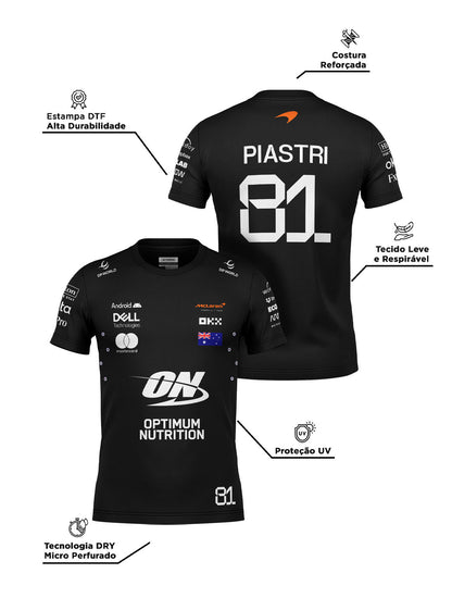 Camiseta Dryfit Mclaren Oscar Piastri Preto 2025