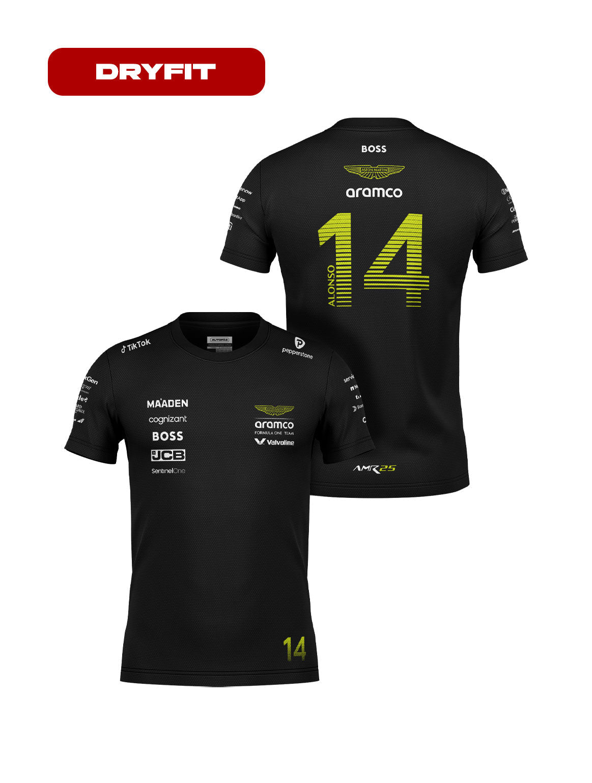 Camiseta Dryfit Aston Martin Fernando Alonso Preto 2025
