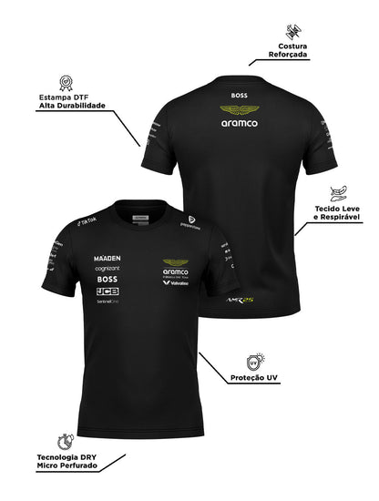 Camiseta Dryfit Aston Martin Equipe Preto 2025