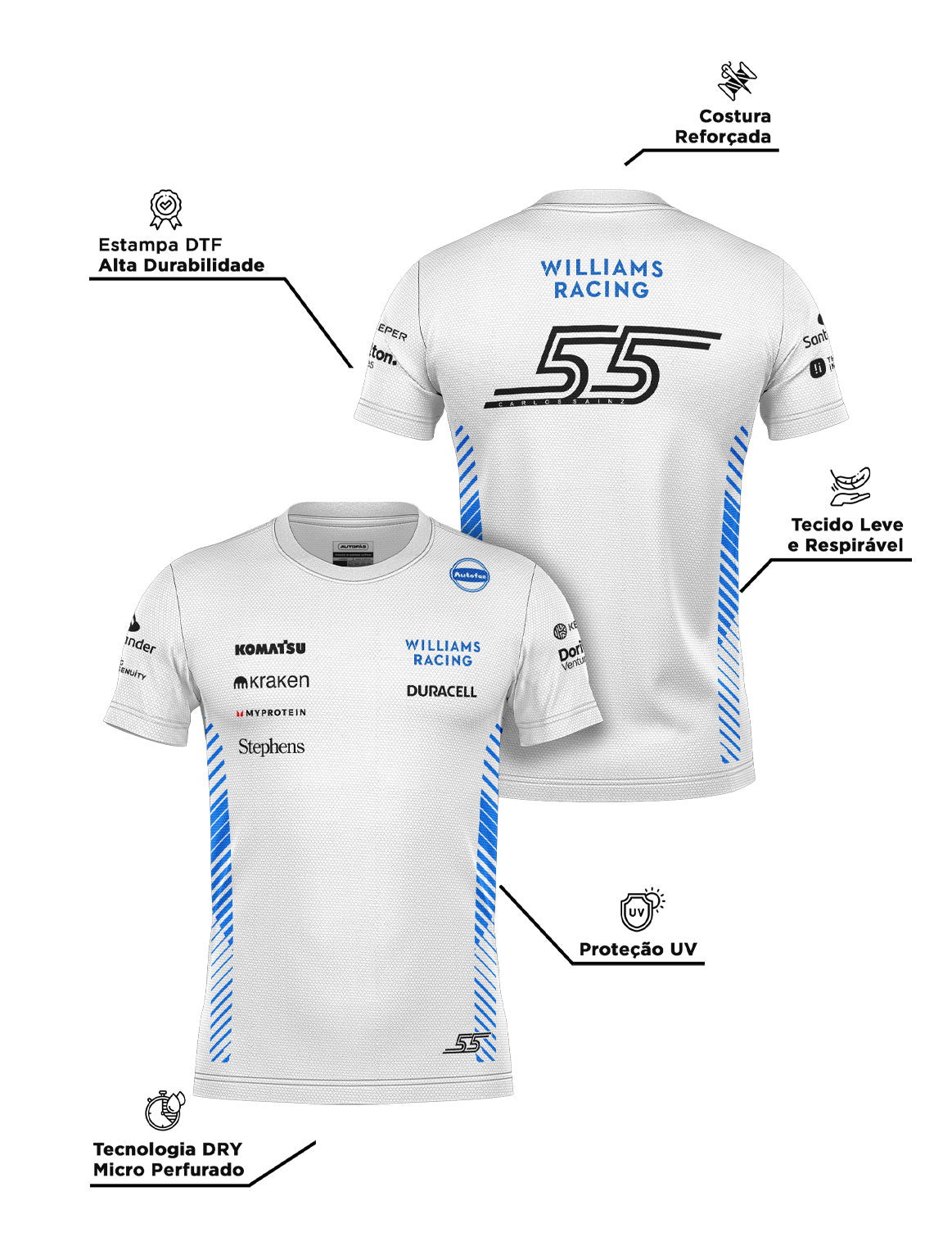 Camiseta Dryfit Williams Carlos Sainz Branco 2025