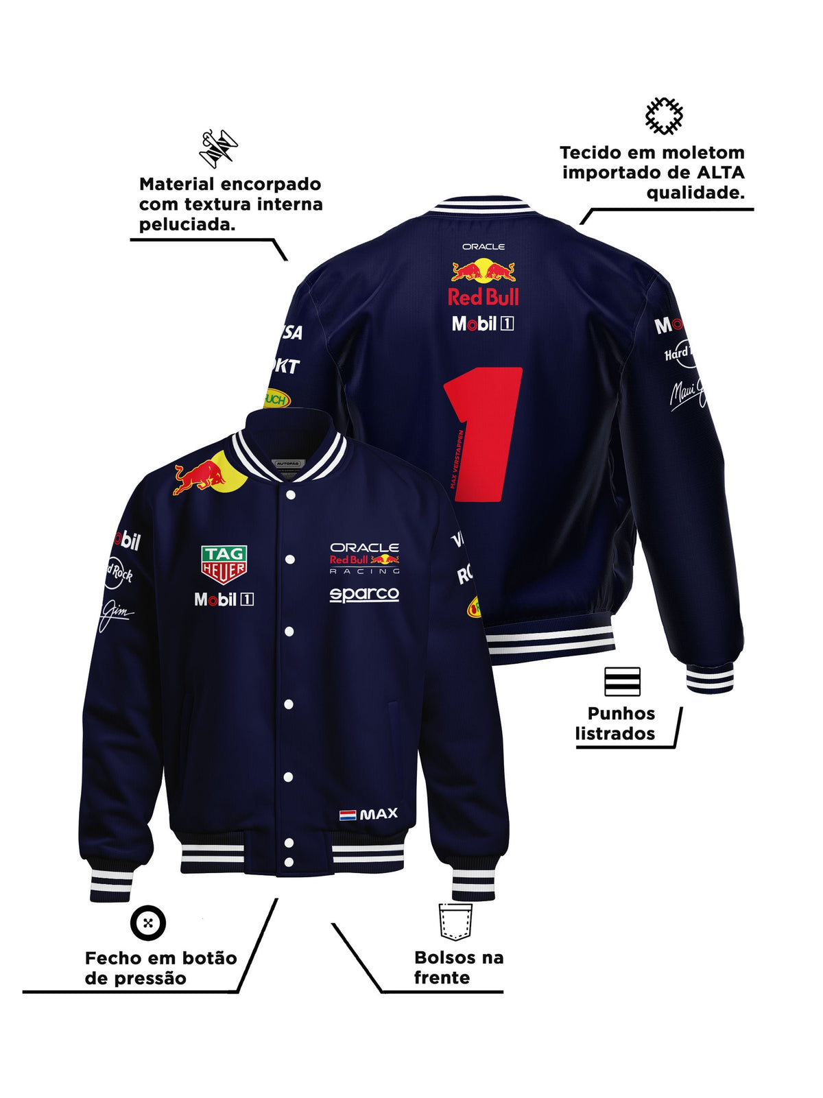 Jaqueta Red Bull Max Verstappen 2025 Azul Marinho