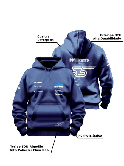 Moletom Canguru Carlos Sainz Williams 2026 Azul Marinho