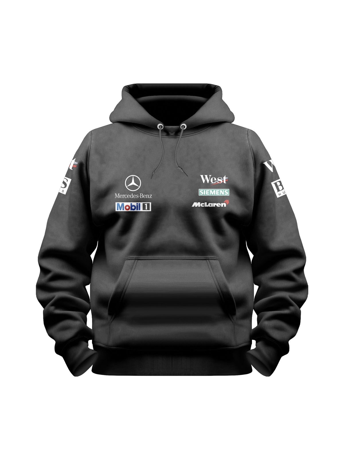 Moletom Canguru Mclaren West Mercedes Retrô Preta