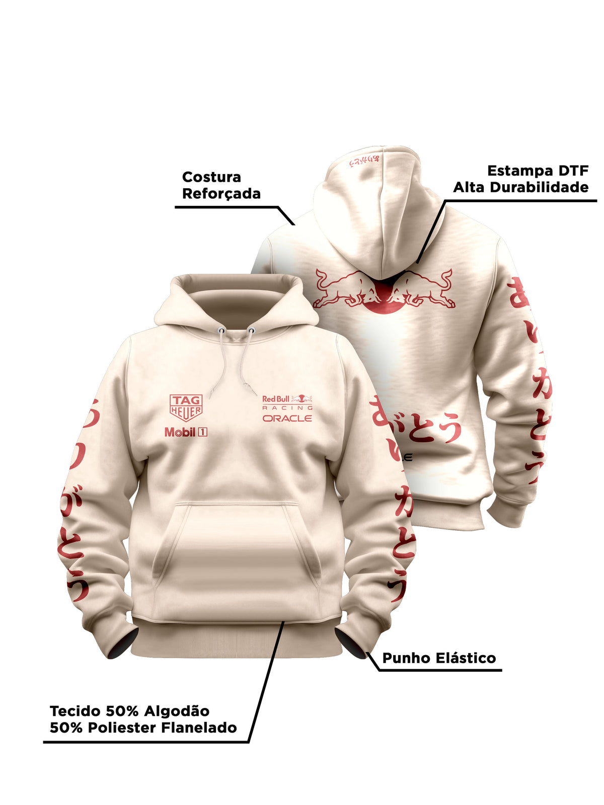 Moletom Canguru Red Bull Turquia 2021 Off White 25"