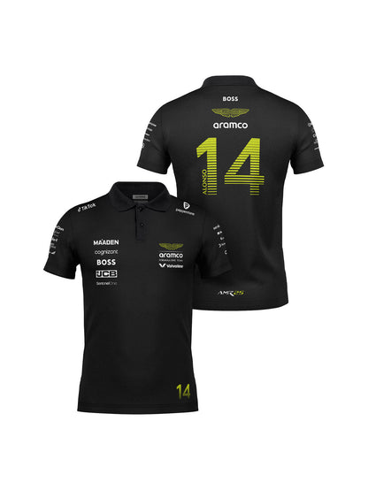 Camiseta Polo Aston Martin Fernando Alonso Preto 2025