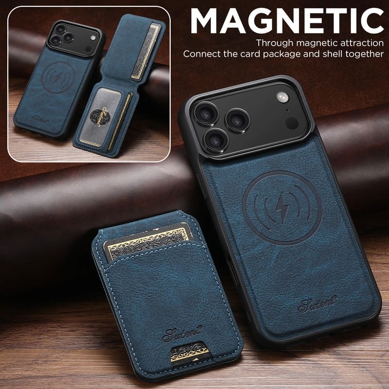 Premium Leather Wallet Case – MagSafe-Compatible (iPhone 12–17)