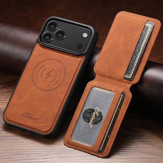 Premium Leather Wallet Case – MagSafe-Compatible (iPhone 12–17)