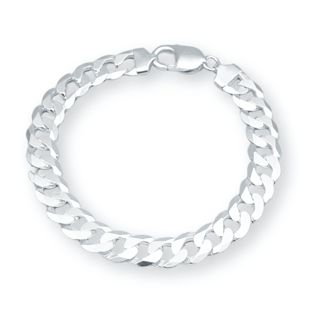 925 Silver Swiss Figaro Bracelet with 6 to 8mm Zirconia