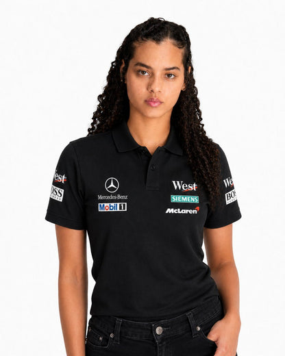 Camisa Polo Mclaren West Mercedes Retrô Preta