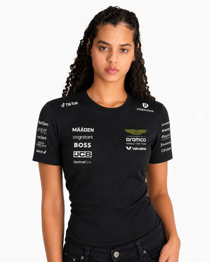 Camiseta Algodão Aston Martin Equipe Preto 2025