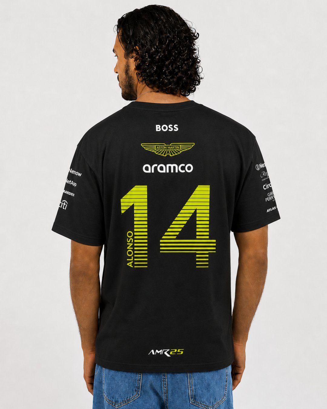 Camiseta Algodão Aston Martin Fernando Alonso Preto 2025
