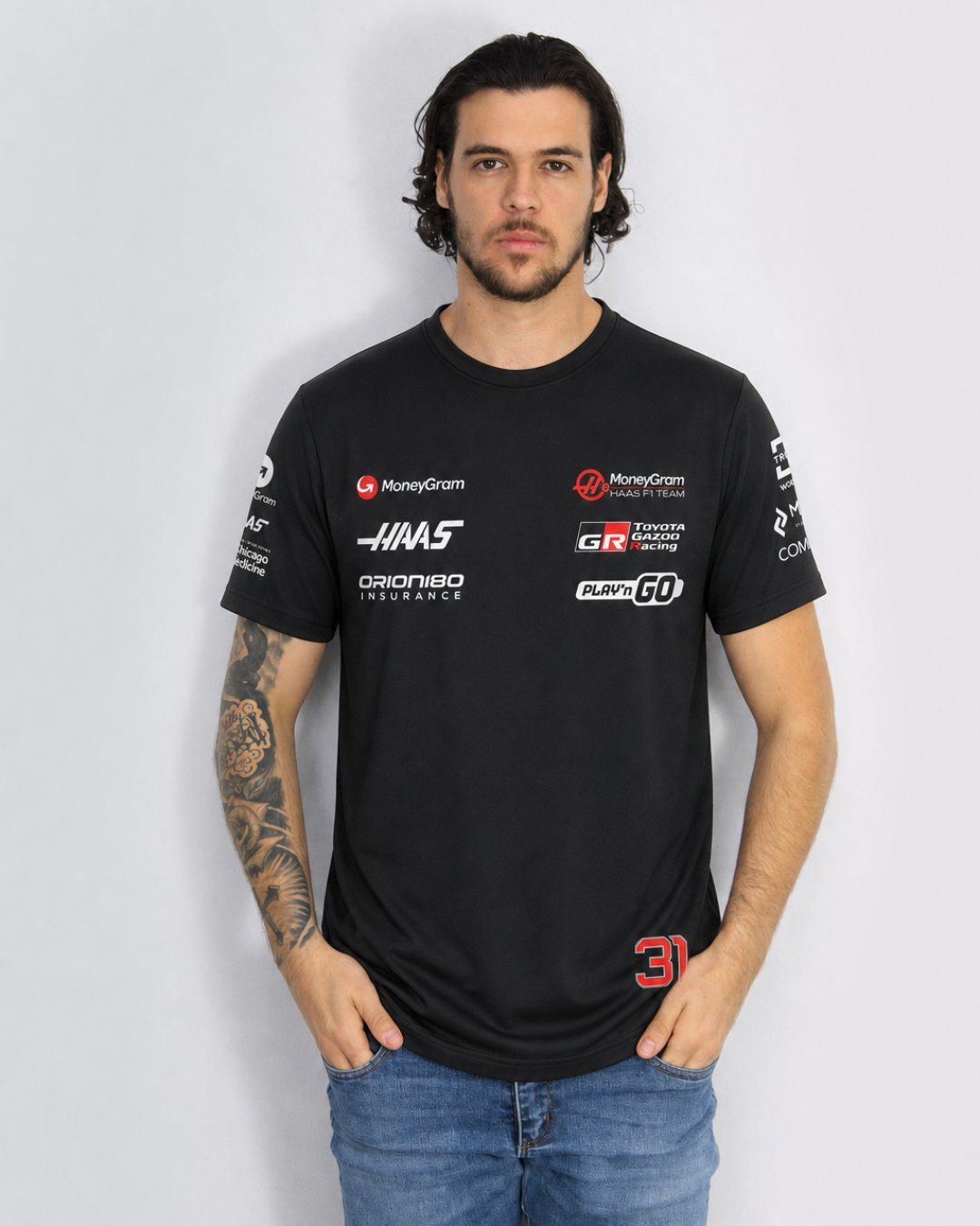 Camiseta Algodão Haas Esteban Ocon Preto 2025