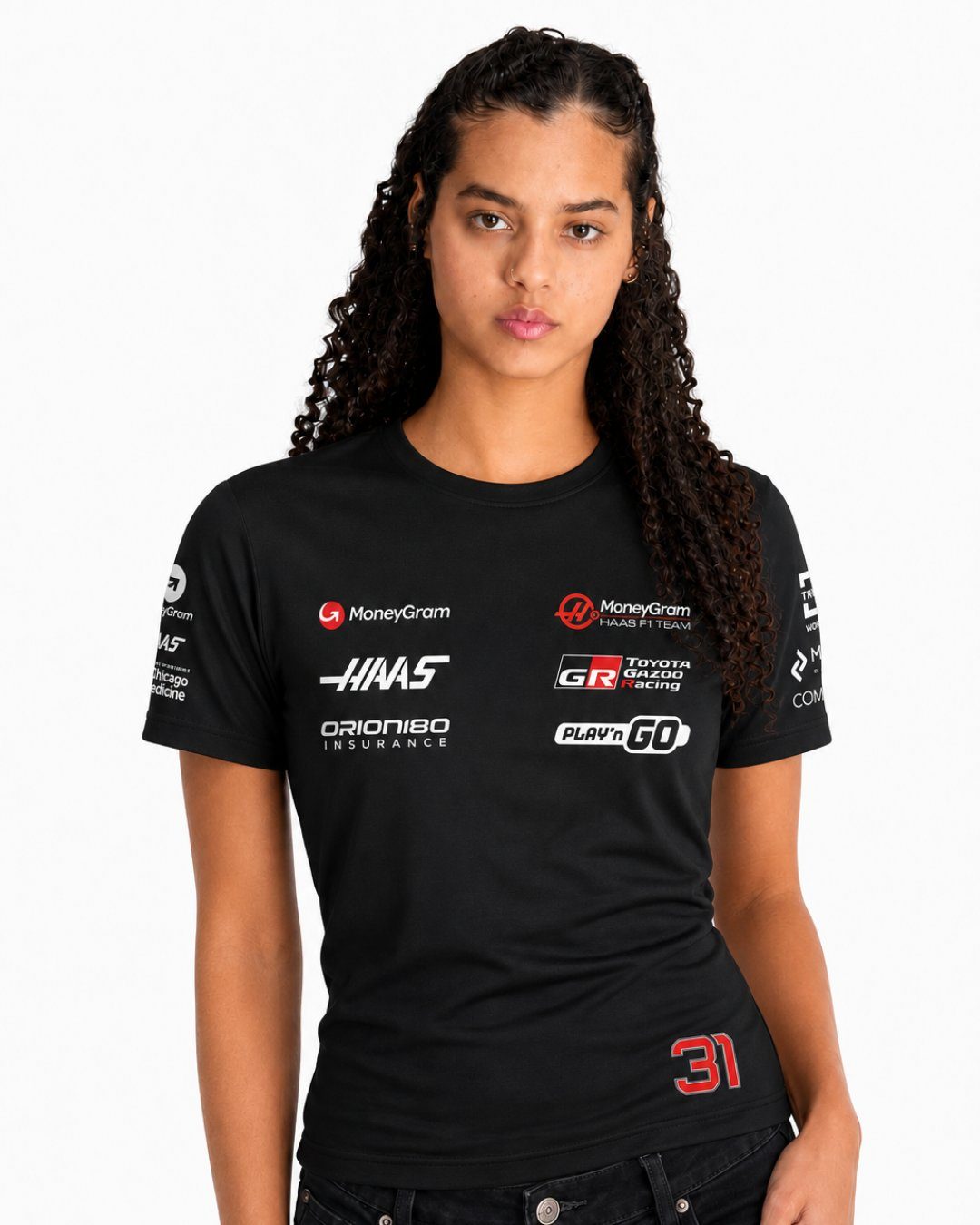 Camiseta Algodão Haas Esteban Ocon Preto 2025