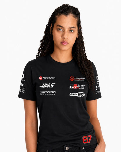 Camiseta Algodão Haas Oliver Bearman Preto 2025