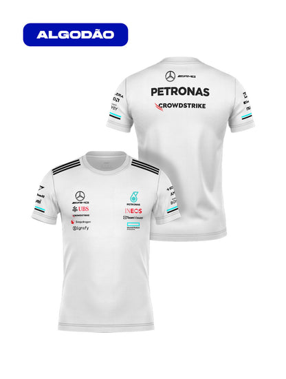 Camiseta Algodão Mercedes Equipe Branco 2025