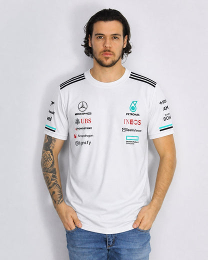 Camiseta Algodão Mercedes Equipe Branco 2025
