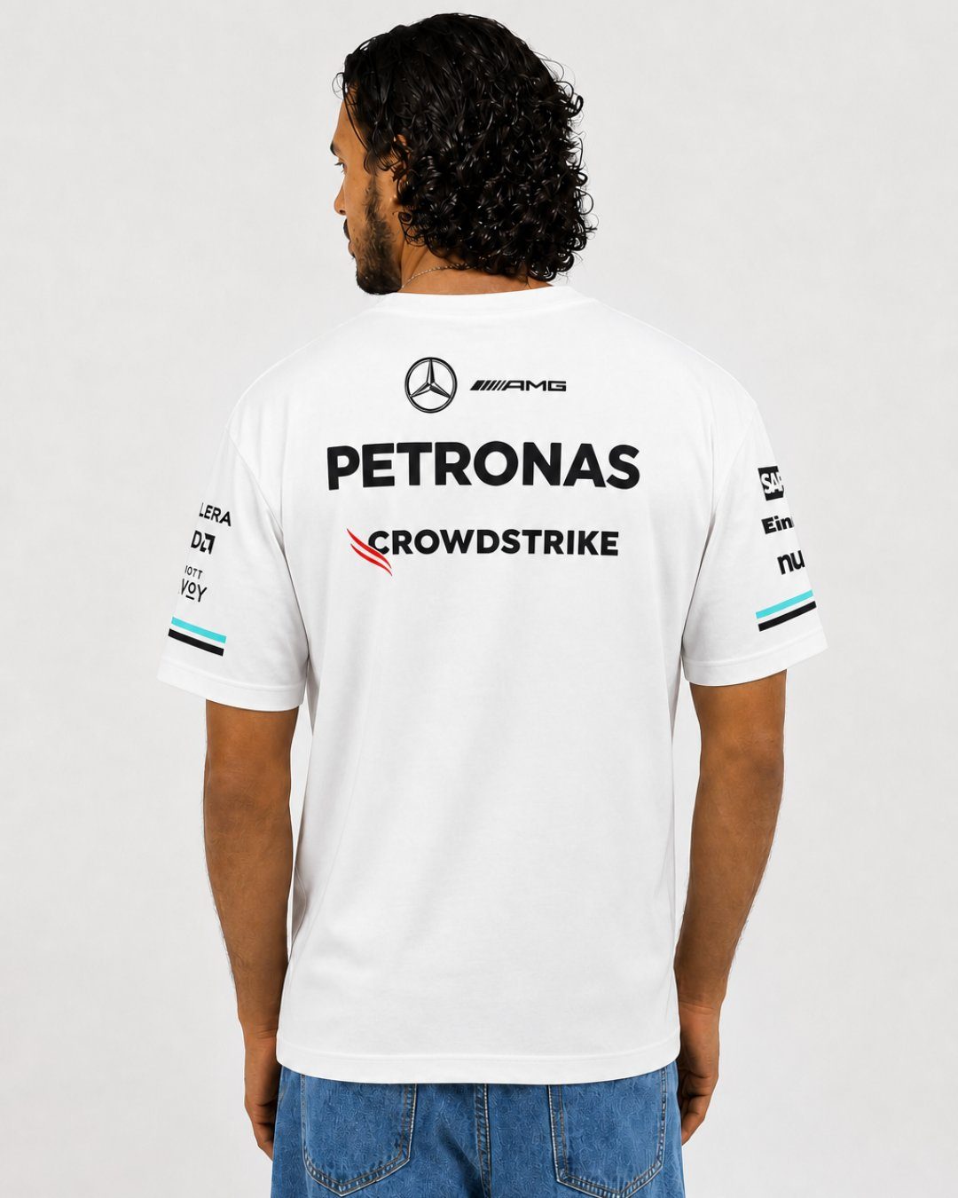 Camiseta Algodão Mercedes Equipe Branco 2025