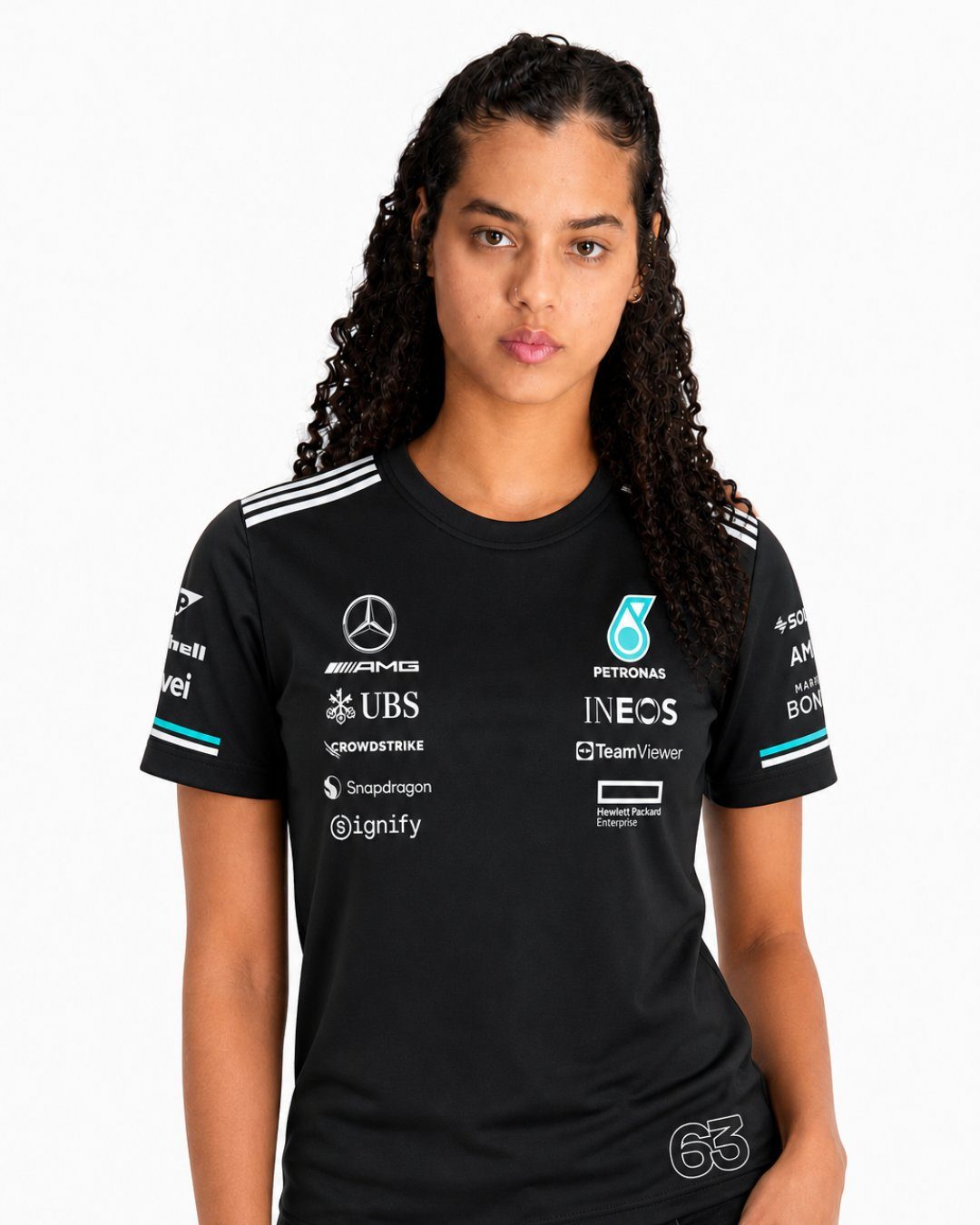 Camiseta Algodão Mercedes George Russell Preto 2025