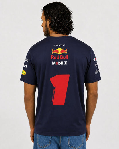 Camiseta Algodão Red Bull Max Verstappen Azul Marinho 2025