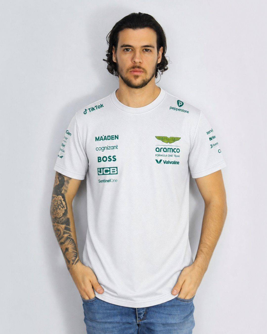 Camiseta Dryfit Aston Martin Equipe Branco 2025