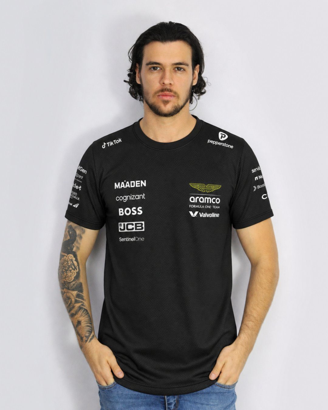 Camiseta Dryfit Aston Martin Equipe Preto 2025