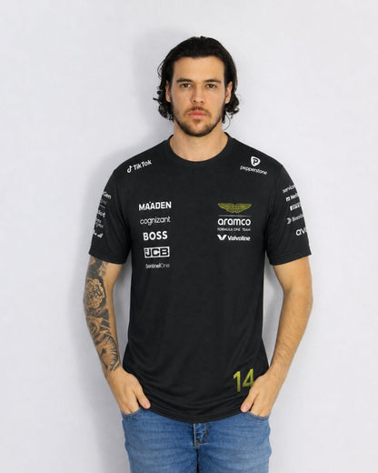 Camiseta Dryfit Aston Martin Fernando Alonso Preto 2025