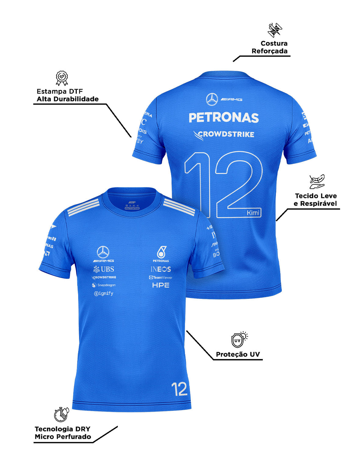 Camiseta Dryfit Kimi Antonelli Mercedes Blue Edition
