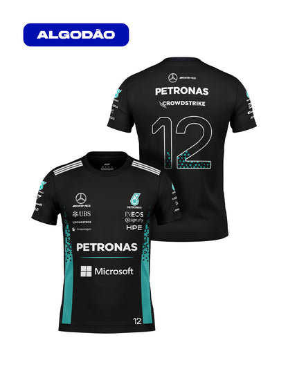 Camiseta Kimi Antonelli Mercedes F1 2026 Preta Algodão