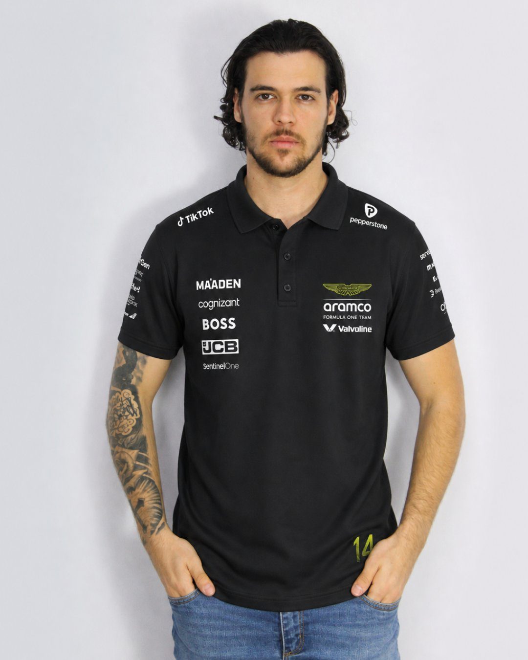 Camiseta Polo Aston Martin Fernando Alonso Preto 2025
