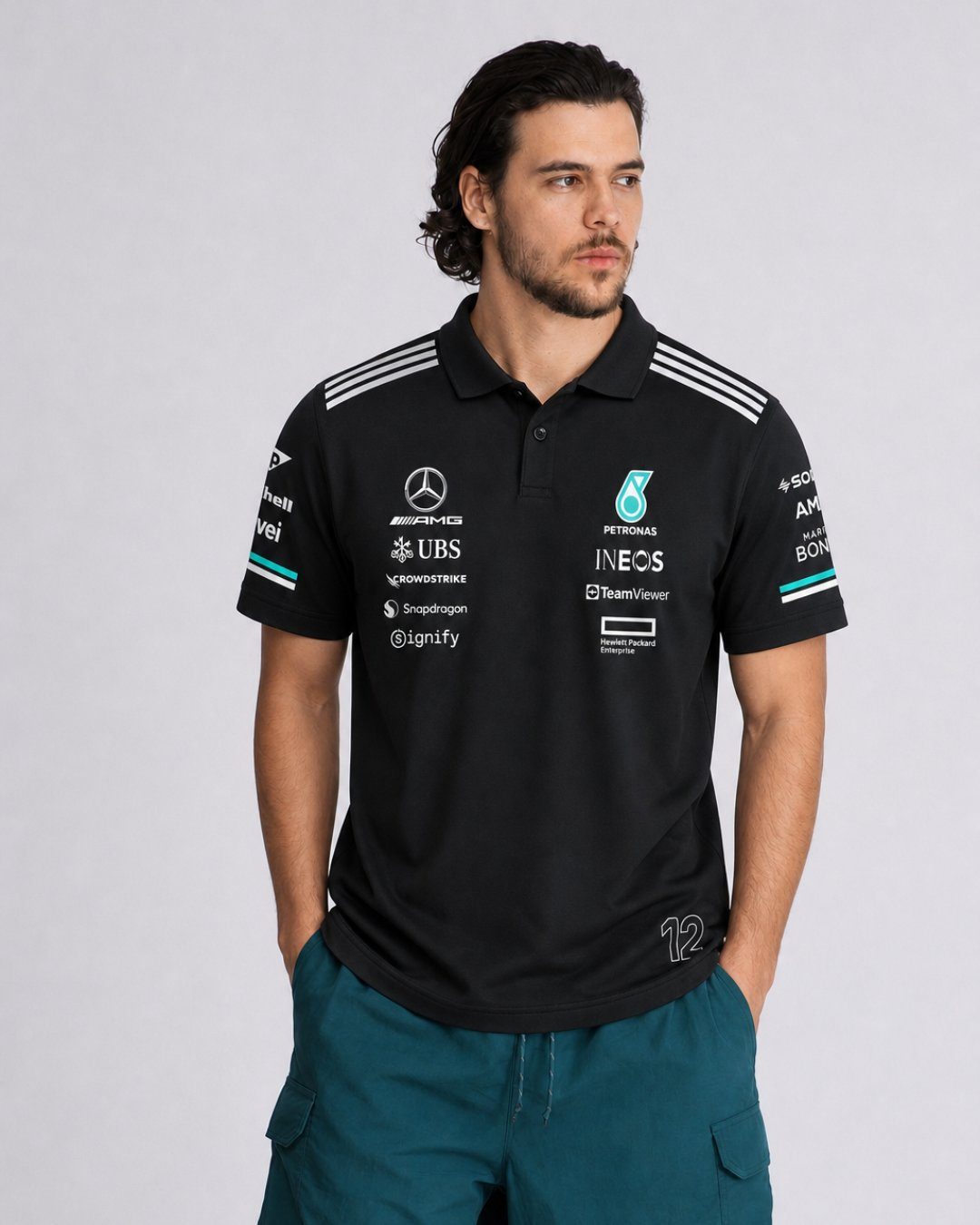 Camiseta Polo Mercedes Kimi Antonelli Preto 2025
