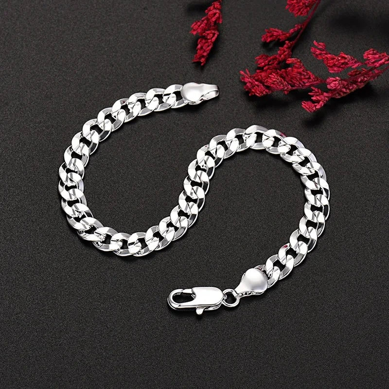 Holland 925 Silver Bracelet with Geometric Design and 7mm Zircon