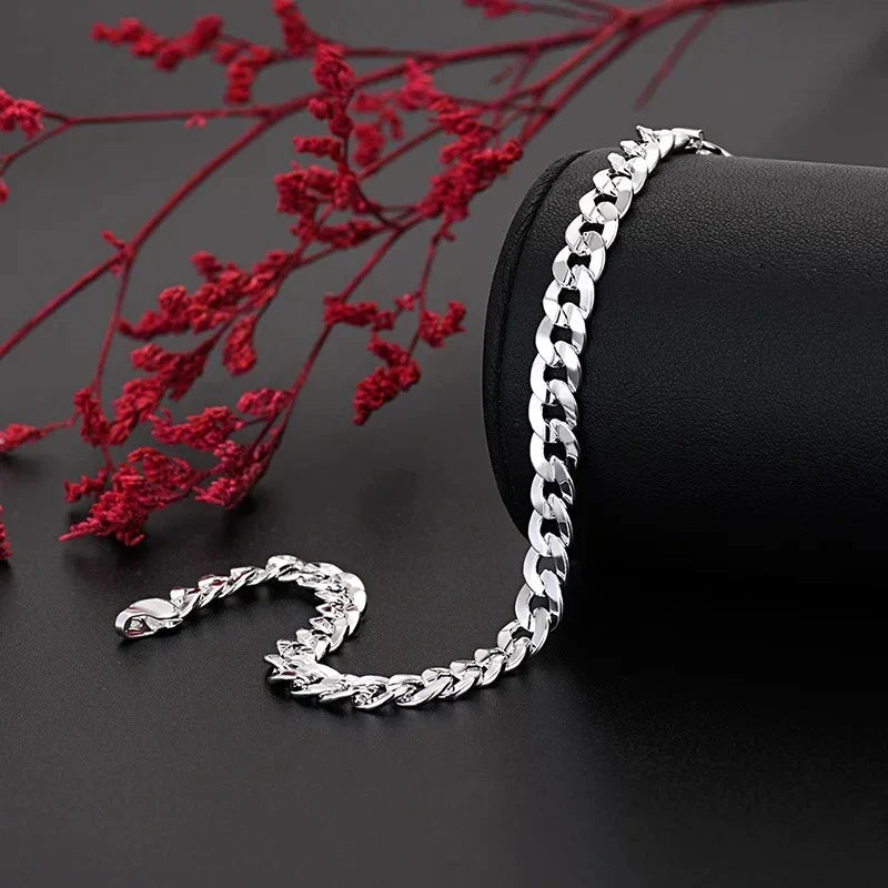 Holland 925 Silver Bracelet with Geometric Design and 7mm Zircon