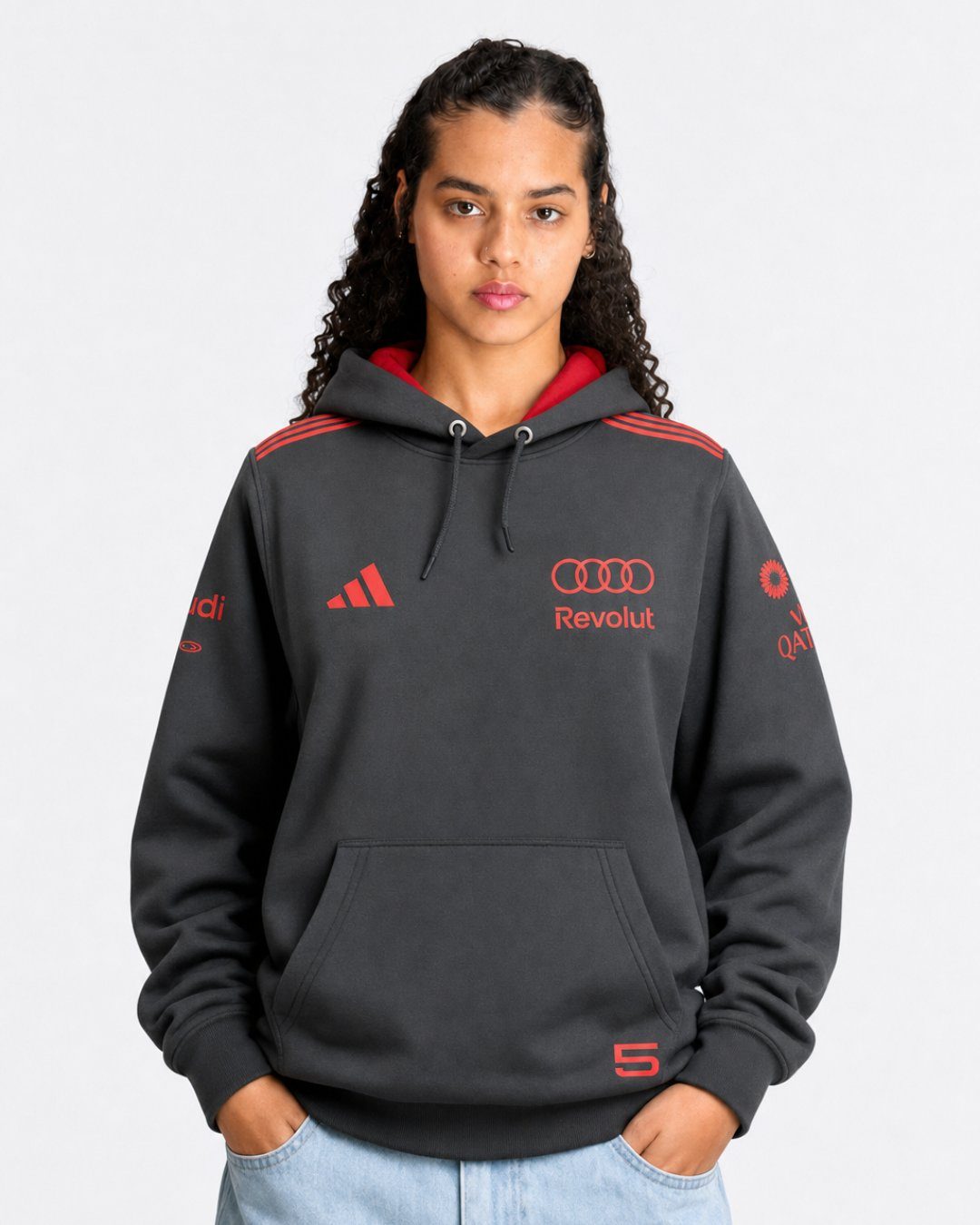Moletom Canguru Gabriel Bortoleto Red&Black Audi F1 2026 Preto