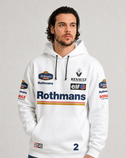 Moletom Canguru Wlliams Retrô Rothmans Racing Branco